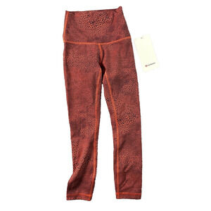 New Lululemon Leggings Size 0 Wunder Train HR Crop 23" CGWC Crackle Glaze Orange